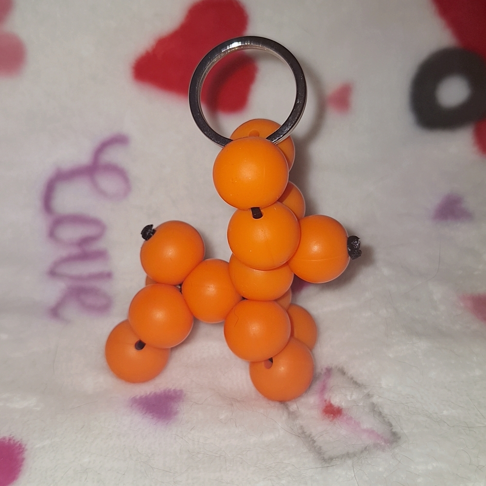 Orange Beaded Keychain